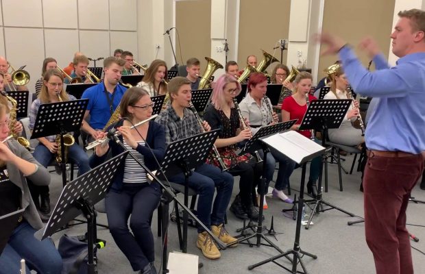 Orkiestra podczas próby (grudzień 2018 r.)
